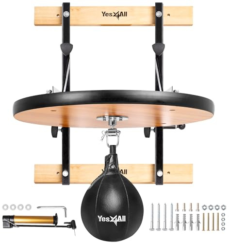 Yes4All 61 cm verstellbare Speedbag-Plattform mit 2 Geschwindigkeitsbällen, Wandhalterung, Boxsack, Boxtraining, komplettes Set