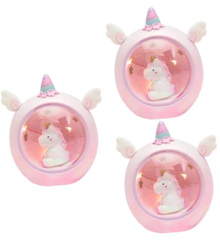 Housoutil 3st Kleines Nachtlicht Beleuchtete Einhornfigur Harz-einhorn-ornament Babyspielzeug Einhorn-nachtlichter Für Kinder Sternbild Nachtlicht Einhornstatue Büro Tischlampe Mädchen Herz