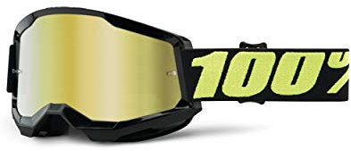 100% 461349, Maschera Strata 2 Solar Eclipse-Lente A Specchio Oro Unisex Adulto, Nero, Taglia Unica