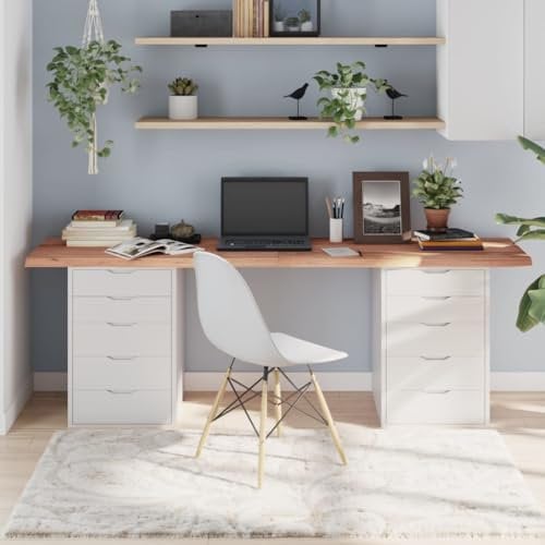 JUNZAI Tischplatte Hellbraun 200x60x4 cm Massivholz Eiche Behandelt, Arbeitsplatte, Holzplatte, Schreibtischplatte, Waschtischplatte, Küchenarbeitsplatte