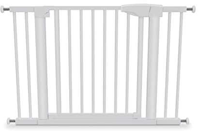 TULANO Guardian 3.5 | Treppenschutzgitter Türschutzgitter Kindergitter Hundegitter | 75-110cm | Ohne Bohren | Schwenkbares Türschutzgitter | Beidseitig schwenkbar | Metall | Weiß