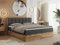 MKS MEBLE Boxspringbett 180x200 mit Bettkasten Holz Holzrahmen, Boxbett 180x200 mit Matratze H3 und Kopfteil - Grau Kunstleder - Albero-1