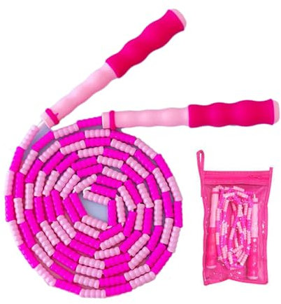 BORDSTRACT Corda per Saltare, Corda per Saltare a velocità Rapida con Impugnatura Comoda, Corda per Saltare Leggera E Resistente con Perline Sicura per Bambini di Prima Elementare E Superiori(Rosa)