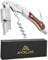 AM DELUXE Korkenzieher Weinöffner - Professionelles Werkzeug für Server Barkeeper Kellner Edelstahl - Holzeinlage, Folienschneider, Bierdeckelentferner, Geschenkbox (Edelstahl mit Palisandereinlage)