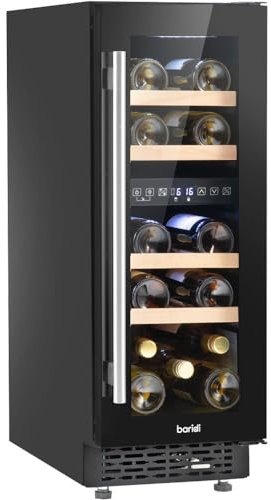 17 Bottle 30cm Built-in Slim Dual Zone Wine Cooler Fridge - LED Backlit Black
