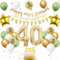 40. Geburtstag Deko Salbeigrüne, Luftballon Deko 40. Geburtstag Frau Mann, Geburtstagsdeko 40 Jahr, Gold Folienballon 40, Grün Weiß Gold Luftballons 40 Jahr mit Banner Tortendeko für Party Dekoration