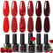UR SUGAR Red Gel Nail Polish Set,6 Colors Valentine's Glitter Nail Polish Wine Red Polish Classic Sparkle Set Home Salon DIY Art Manicure Kit Gifts for Women