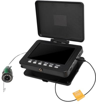 Unterwasserkamera, Fischfinder mit Infrarot LED Leuchten, Tragbarer Video Fischfinder mit 5 Zoll IPS LCD Kamera, Zum Angeln (EU-Stecker)