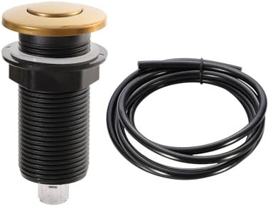 RQYEKDO Garbage Disposal 2.5 Air Switch Kitchen Sink Top Long Stainless Steel Polished Nickel Long for Food and Waste Disposal On/Off Air Button Parts Gold