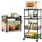 SAYZH Expandable Microwave Shelf Stand with 10 Hooks/Cutting Board Holder/Rag Rack, 2-Tier & 4-Tier Oven Rack for Kitchen Counter Organizer, Black