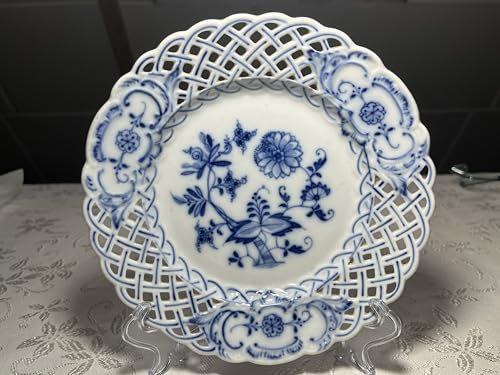 Generisch Meißen Teichert Porzellan, Durchbruchteller mit Zwiebelmuster, 18 Cm 100 Jahre Alt