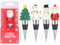 Christmas Bottle Stopper Set of 4 - Reusable Matal Wine Bottle Stopper Christmas Decorative Wine Stoppers Wine and Beverage Bottle Stoppers for Christmas Party Favor Decorations (Multicolor A)