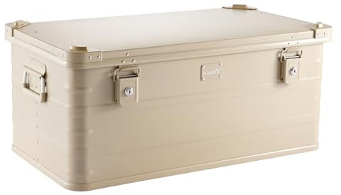 Alubox Alukiste abschließbar E92S SAHARA sand beige - Premium Lagerbox 92 Liter - Materialstärke 1mm - Deckel mit Aluminium Druckguss Stapelecken und Gummidichtung - inklusive Schlösser - lackiert