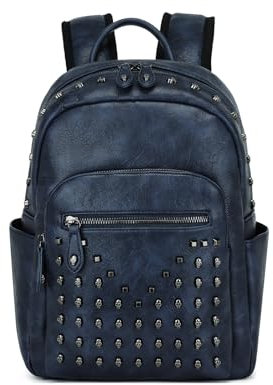 Miss Lulu Rucksack Damen Klein Cityrucksack Tagesrucksack PU Punk Goth Schule Rucksack mit Nieten für Reisen Alltags
