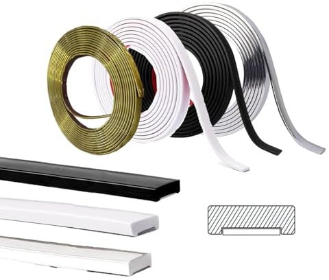 Moulding Trim Flexible Wall Molding Trim Self Adhesive, Waterproof Sticky Decorative Wall Lines Wallpaper Border, Peel and Stick Caulk Strip for Wall Corner,Floor (Ceramic White 6M)