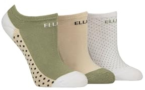 Elle Cushioned No Show Socks - Ladies Soft Breathable Bamboo Invisible Low Cut Socks Multipack of 3 (UK, Numeric, 4, 8, Regular, Regular, Khaki/Beige/White)