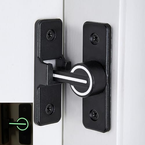 Wocoe Loquets de porte de grange, noir (lumineux), serrure de porte coulissante à 90 degrés, loquet de verrouillage de porte coulissante en alliage de zinc pour armoires