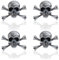 SUPERFINDINGS 4Pcs Broche tête de mort gothique Style Punk Broche Squelette Broche Tête de mort Squelette Broche tête de mort en alliage pour Homme Femme Manteau Veste en Tissu