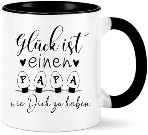 Diztoud Geschenke für Papa Tasse, Weihnachtsgeschenke für Papa, Vater Geschenk Weihnachten, Vatertag, Geburtstag, Glück Ist Einen PAPA Wie Dich zu Haben,Geburtstagsgeschenk, 325ml Kaffeetasse, Schwarz