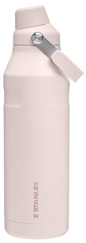 Stanley IceFlow Schnellfluss-Wasserflasche, 1,5 l, abgewinkelter Auslaufdeckel, leicht und auslaufsicher, für Reisen und Sport, isolierter Edelstahl, BPA-frei, Rosenquarz
