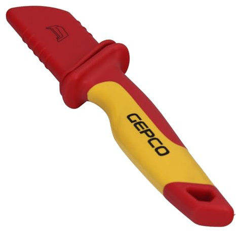 GEPCO Kabelmesser 1000V - Isoliertes Kabelmantel-Abisolierwerkzeug für Elektriker, 180 mm, Abmantelungsmesser zum schnellen und sicheren Entfernen von Kabelisolierung T00909