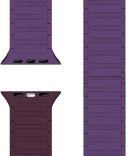 NALIA Nexus Cinturino Magnetico Compatibile con Apple Watch Cinturino Series SE/iWatch 10 9 8 7 6 5 4 3 2 1, 38/40/41/42mm, Silicone Traspirante, Bracciale Sportivo, Colore:Bacca Viola