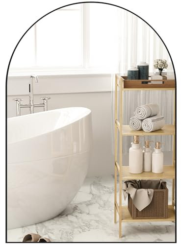 HOMCOM Badspiegel 50 x 70 cm Spiegel mit Splitterschutzfolie, Badezimmerspiegel mit Aluminium-Rahmen, Wandspiegel für Badezimmer, Schlafzimmer, Schwarz