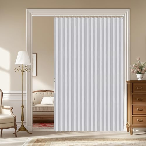 AJAZZ Akkordeon-Türvorhang, 100% Verdunkelung, magnetischer Türvorhang für Schrank, Tür, Schlafzimmer, Wohnzimmer, Weiß, 183 cm B x 198 cm L, 1 Paneel