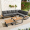 Gartenmöbel Set, Balkonmöbel mit Sofa und Zwei Couchtisch, Ecksofa mit Verstellbarer Neigungsfunktion (5-stufig, bis 55°), Lounge Möbel Outdoor mit Cushion, Verzinkte Stahlrohre (Zwei Couchtischen)
