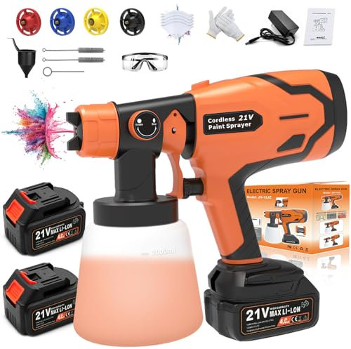 Sistema di spruzzo a batteria per batteria Makita da 21 V, con 2 batterie da 4000 mAh, con 4 ugelli, 1000 ML per vernice da parete, pistola a spruzzo per applicazioni sul sistema di verniciatura a