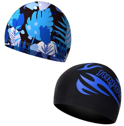 OHREN Paquete de 2 Gorros de Natación Unisex para Mujeres, Adultos y Niños, de Secado Rápido, Duradera, Hecha de Tela Elástica, Ideal como Piscina, Natación Niño, y Swimming Cap