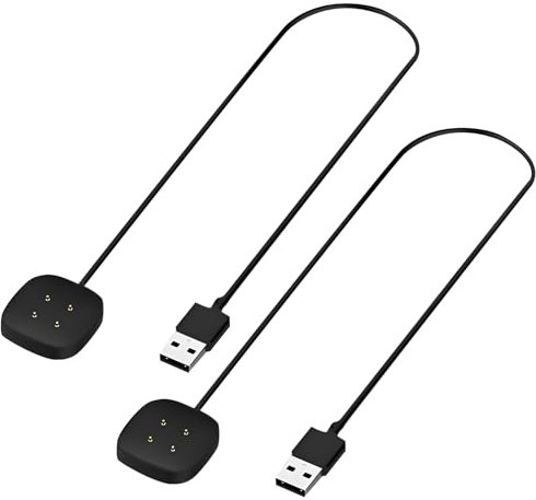 1m Ladekabel mit magnetischer Ladestation für Fitbit Sense, Versa 3/4, Sense 2 – USB-Ladegerät für Smartwatches im 2 Pack