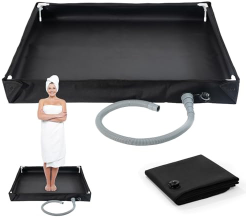 Pliable Base De Douche, Grand Receveur De Douche Portable avec Drain, Base De Douche De Camping, Intérieur Et Extérieur Tente De Camping Plateau De Douche Base D'auvent pour L'extérieur 80x80x10cm