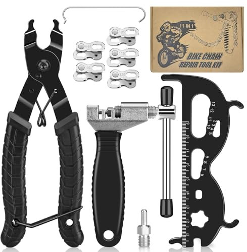 Kettennieter Fahrrad, Fahrradkette Werkzeug Fahrradketten Reparatur Set Mit Kettennieter, Kettenschloss Zange, Kettenlehre, 5 Paar 6-12 Fach Fahrradketten Nieten, Präzise Schnell Kette Unterbrechen