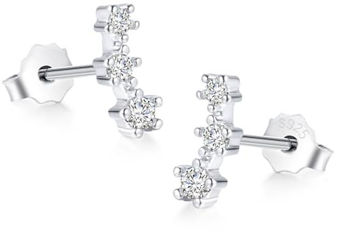 Loutade Ohrstecker Silber 925, Hypoallergen Kleine Ohrclimber Ohrringe mit 5A Cubic Zirkonia, Ohrringe Stecker aus 925 Sterling Silber, Helix Knorpel Schlafen Zirkonia Ohrstecker für Frauen Damen