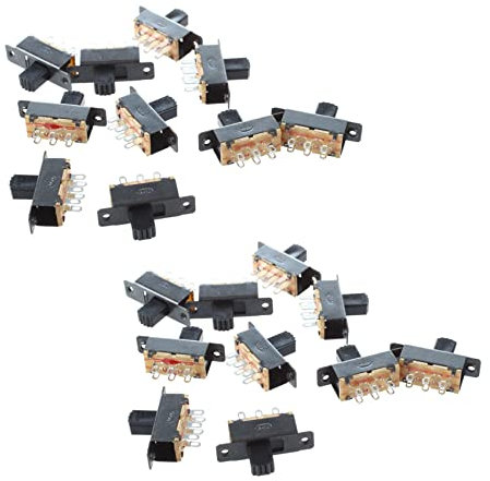 KEALLANS 20 Pcs SS22F25-G7 2 Position DPDT 2P2T Panneau Mini Interrupteur A Glissiere Solder Lug
