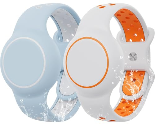 Wasserdichtes Armband kompatibel mit AirTag für Kinder, 2 Stück Silikonhalter mit Versteckt Cover Design Armband kompatibel mit AirTag, Atmungsaktiv GPS Tracker Halter für Kinder BWO
