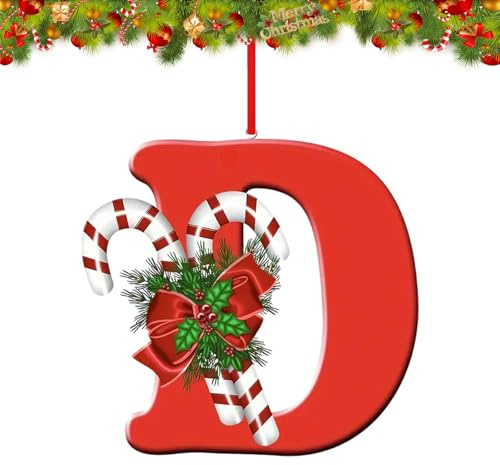 YUDANSI 26Buchstaben Weihnachtsbaumschmuck, Personalisierter Buchsta D Deko | DIY Handwerk Hängendes Weihnachtsdeko, 26 Zuckerstange Alphabet für Weihnachten Ornamente, Home Christmas Tree Decorations