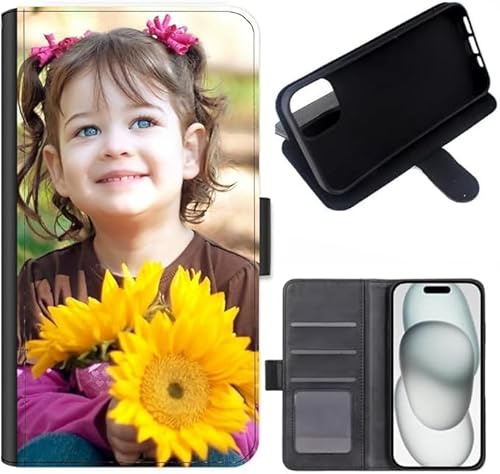 Personalised Phone Case for Apple iPhone, Personalised Image/Picture/Photo Custom Design on Leather Wallet Magnetic Side Flip Folio Phone Cover With Card Slots (iPhone 17 Pro Max)