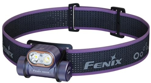 Fenix HM55R Dunkelviol Stirnlampe LED Wiederaufladbar,1200 Lumen Extrem Hell,USB-C Aufladbar,175M,Strahler Flutlicht & Rotlicht,IP68 Wasserdicht Sensor Kopflampe,141 Stunden max,Outdoor Camping Joggen