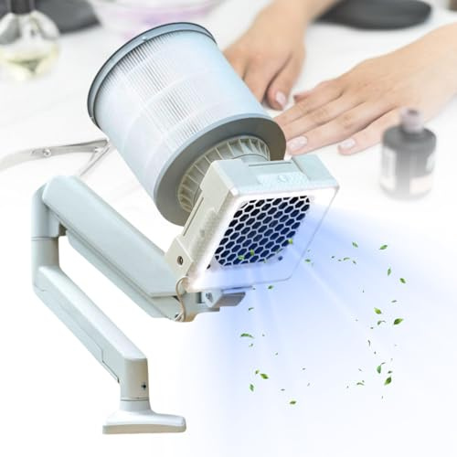 TBANVOO Vertikaler Nagelstaub-Staubsauger & Lampe, 360° Verstellbarer Halterungswinkel mit Dimmbarer LED, Kompaktes Design für Anfänger und Profis