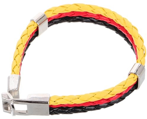 TOYANDONA German Flag Braided Pu Leather Bracelet, National Country Flag Wristband for Men and Women, Travel Souvenir Cuff Bangle for Soccer Fans and Outdoor Sports