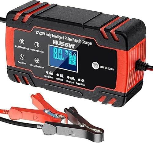 6A Chargeur de Batterie Voiture, 12V Chargeur Batterie Moto avec Réparation Intelligent, Mainteneur de Batterie avec Écran LCD, pour Voiture Moto Camion, AGM, Gel, Wet, SLA
