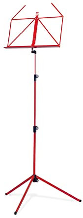 K&M 100/1 Notenpult Rot – Ausziehbarer Notenständer 62,5 - 124 cm - klappbare Notenablage, faltbares Metall-Stativ