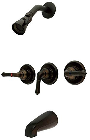 Kingston Brass KB235 Magellan Tub and Shower Faucet with 3-Magellan Handle, Oil Rubbed Bronze,5-Inch Spout Reach , Oil-Rubbed Bronze
