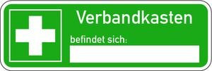 Folienwerkstatt 0342. Hinweisschild auf Verbandkasten - KOMBI Folie D-E003 + Verbandskasten - 60x180mm - Grün - Funktional - Schild - Schilder - Erste-Hilfe-Schild - Gebäude, Sicherheit