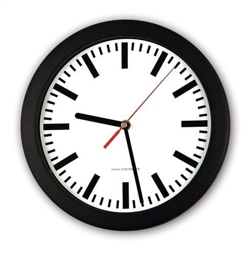 Funk-Wanduhr, Ø 220mm, Balkenstrich-Ziffernblatt, Geh. schw.