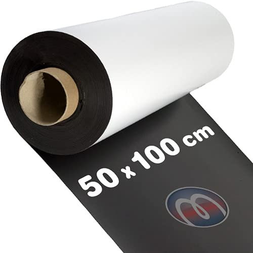 Magnetfolie weiß matt beschichtet 0,8mm x 50cm x 100cm - flexible magnetische Folie, in Digitaldruck bedruckbar, haftet auf allen metallischen Oberflächen