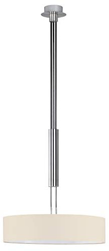 Trio Leuchten JoJo-Pendelleuchte in Nickel matt, Stoffschrim weiß, exklusive 3x E27 maximal 60W, ø 50 cm, Höhe: 105 - 180 cm 303300301