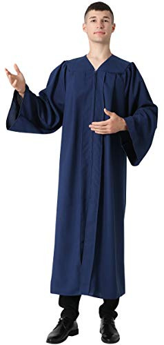 IvyRobes Adults Choir Robe Clergy Confirmation Baptism Robe Church Costume Priest Pastor Preachers Navy blue XXS